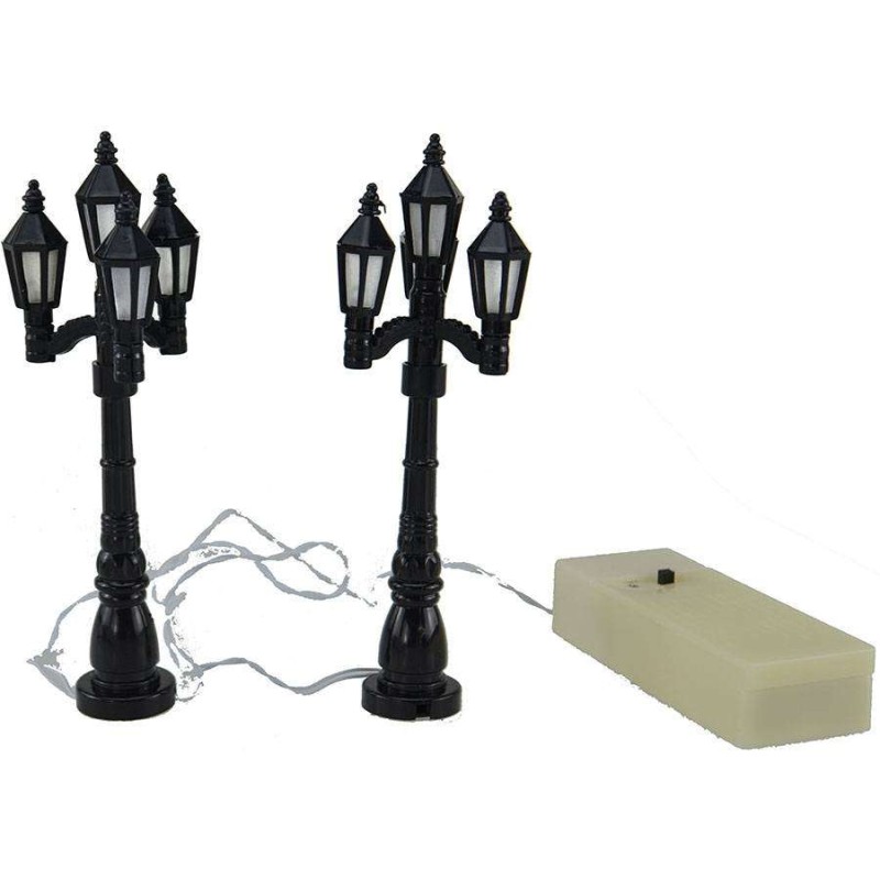 Set of 2 battery-powered street lamps 12 cm