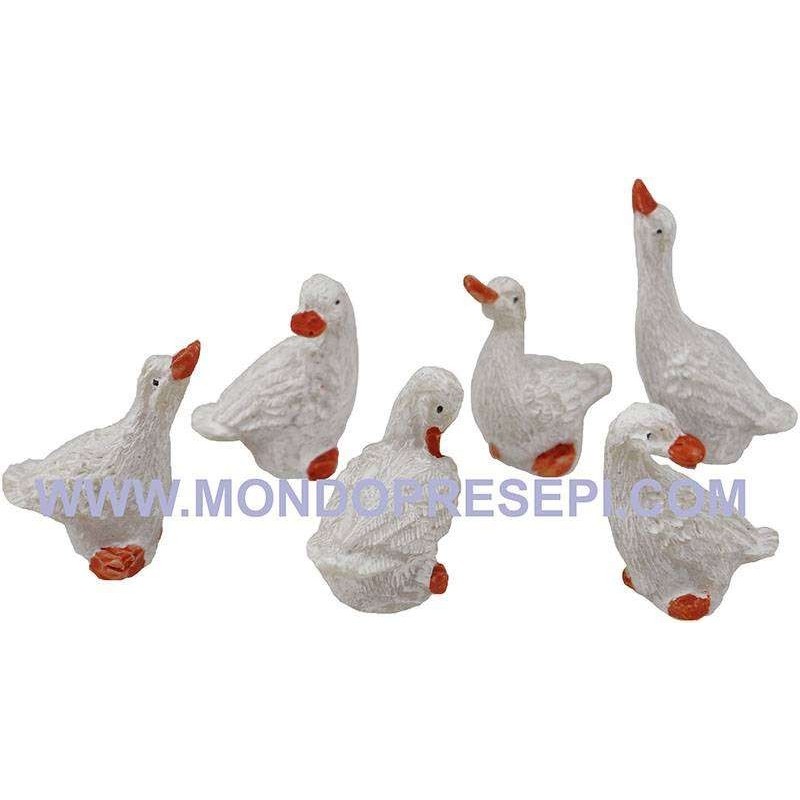 Set of 6 geese resin 2-2,5 cm