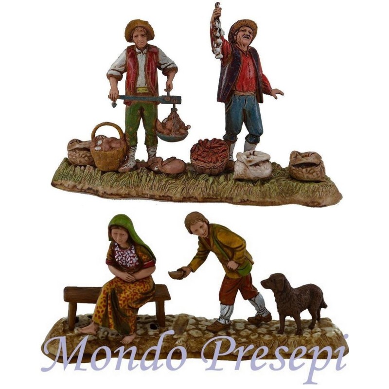 Set 2 groups of beggars and gardeners 10 cm Landi Moranduzzo