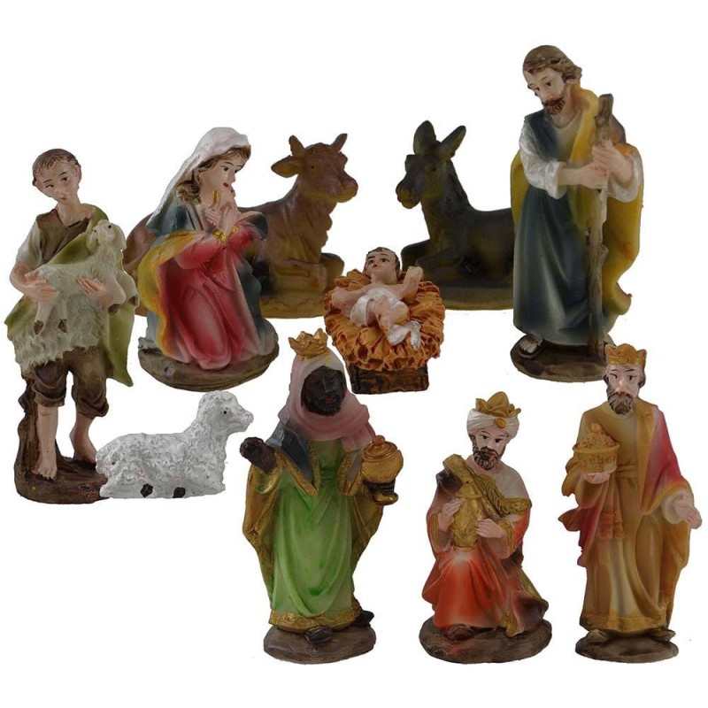 Juego de 10 figuras de 8 cm Natividad, Reyes Magos, Pastor y