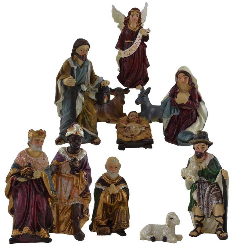 Conjunto de 11 figuras de 9 cm Natividad pesebre, Reyes Magos