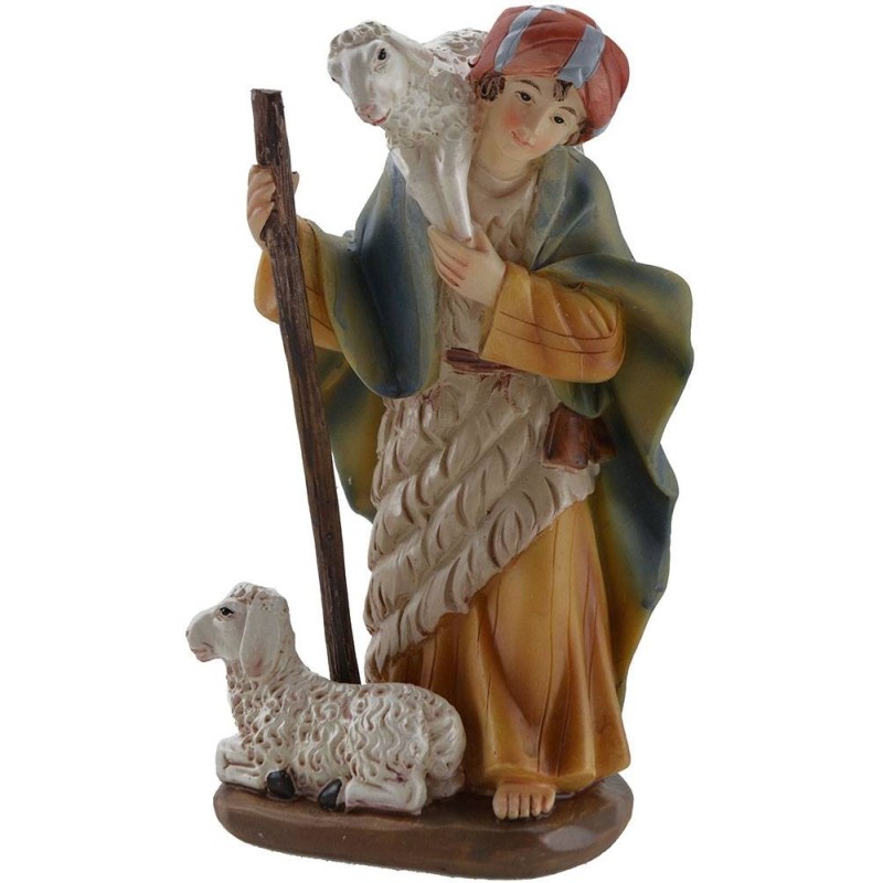 Shepherd with sheep on his shoulders 15 cm nativity scene