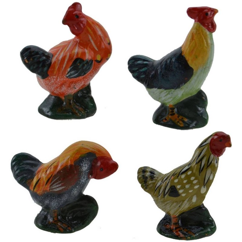 Conjunto de 4 gallinas 4,5 cm Mundo Pesebres