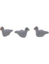 Set 3 gray doves 2,5 cm