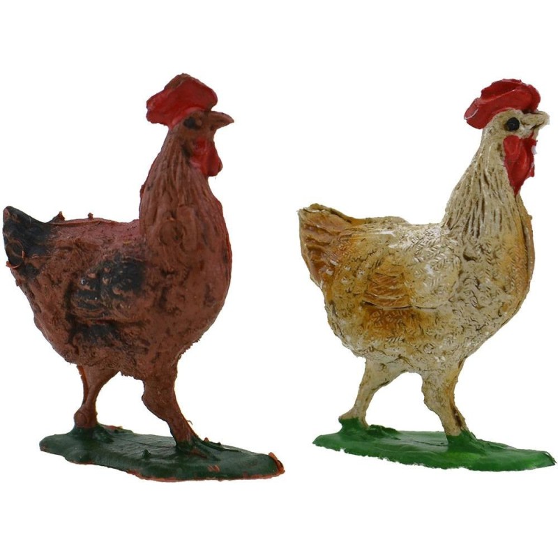 Set de 2 gallinas Oliver 3 cm Mundo Belenes