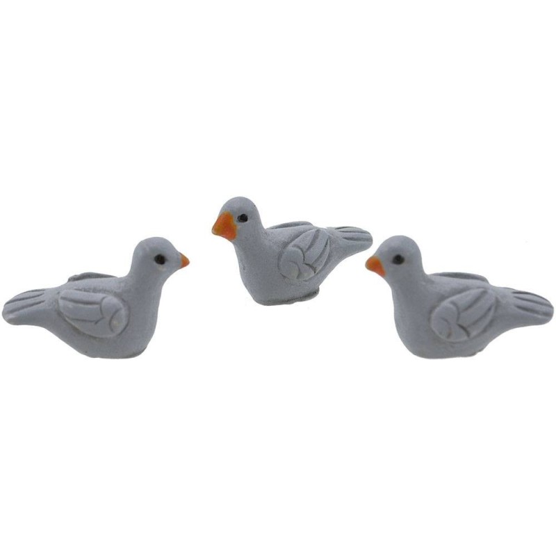 Set 3 gray doves 2,5 cm