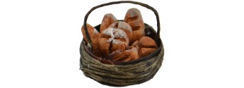 Cesto con Pane o Uova cm 2,5x2,5x1/3 Miniature per Presepe 11288