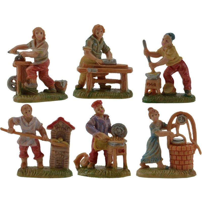 Set of 6 craftsmen 4 cm nativity