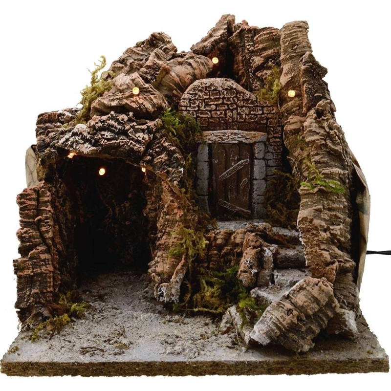 Presepe con grotta e luci cm 25x20x25 h. Mondo Presepi