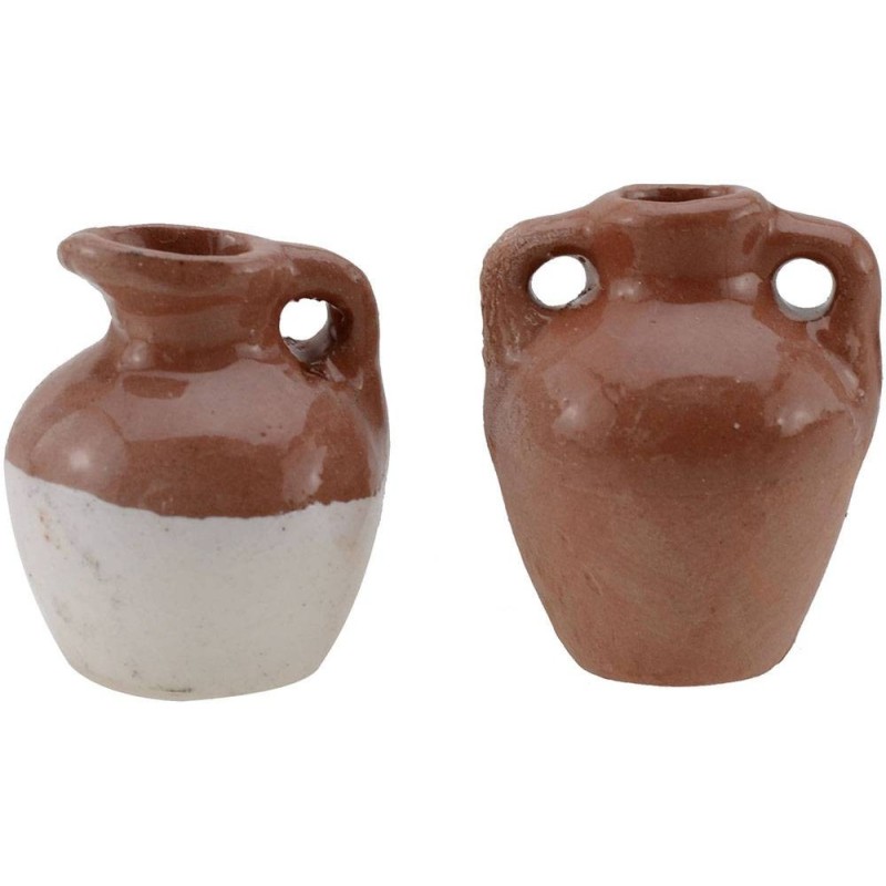 Set of 2 enamelled amphorae for creche 2.5 cm h.