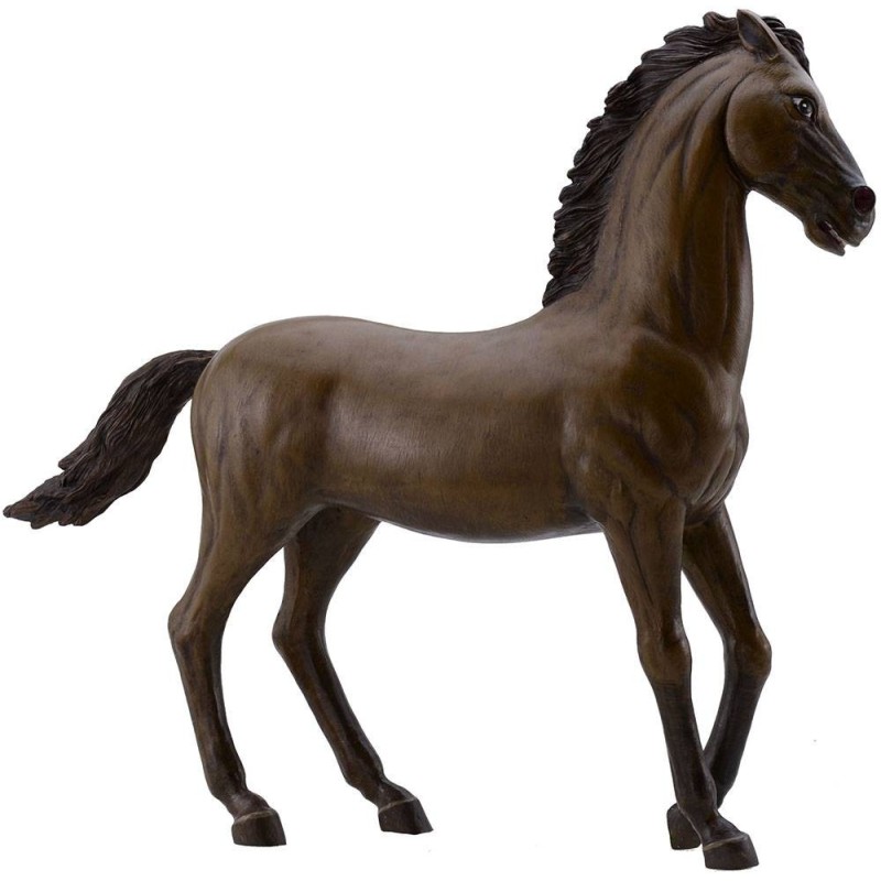 Brown horse at pass in resin for statues from 30 cm