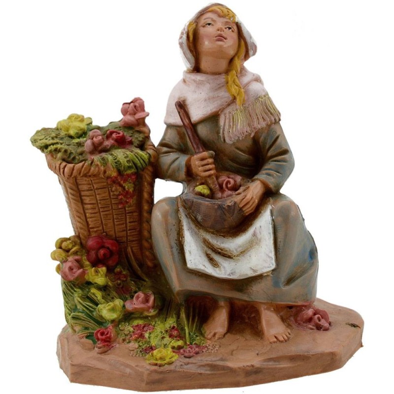 Donna con vasi di fiori serie 12 cm Fontanini Mondo Presepi