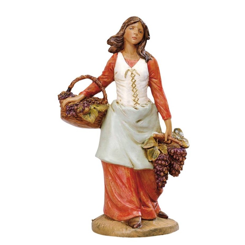 Donna con cesti d'uva 19 cm Fontanini Mondo Presepi