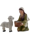 Shepherdess kneeling with tub and sheep series 9 cm in