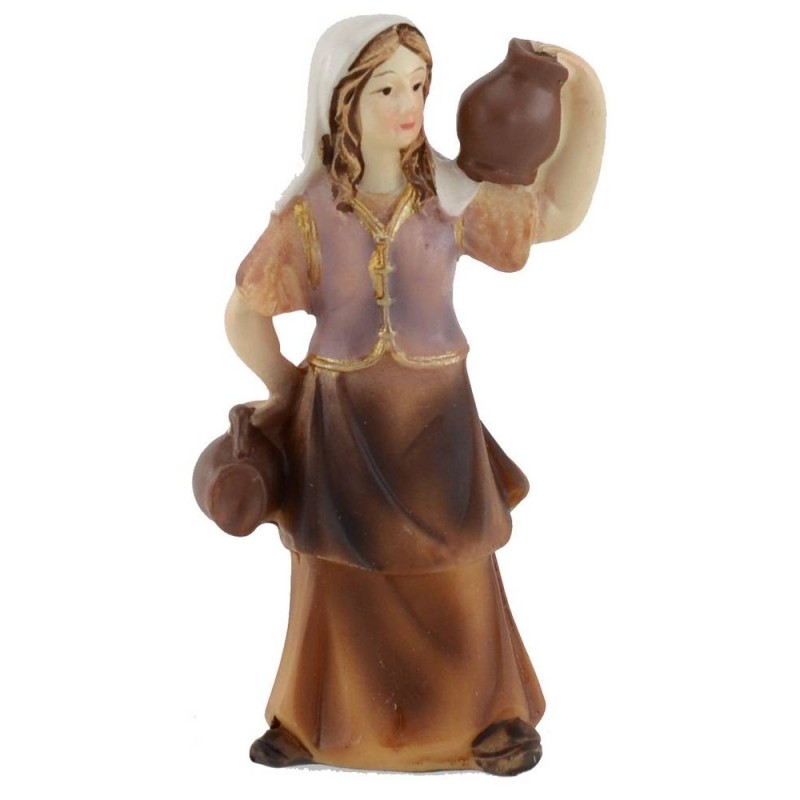 Mujer con ánforas en resina 8 cm Mundo Pesebre