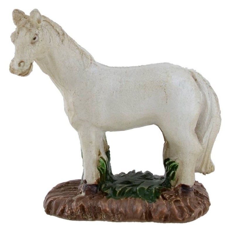 Caballo blanco en resina de 4,6 cm con base Mundo