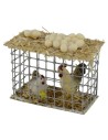 Gabbia in metallo con galline cm 5,5x2,7x4,6 h. Mondo Presepi