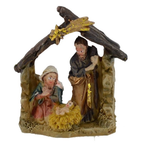 Nativity with hut 3.5 cm in resin