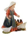 Peasant with hens in resin 8 cm