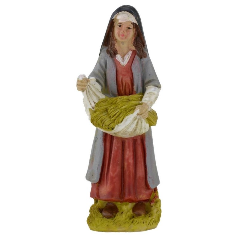 Campesina con paja en resina 12 cm Mundo Pesebres