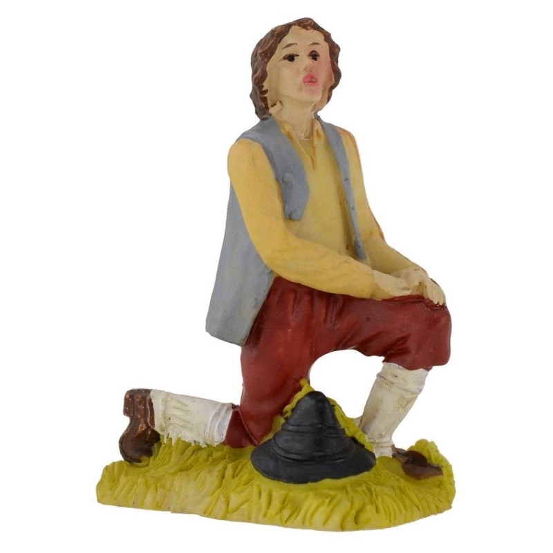 Kneeling shepherd in resin series 9 cm