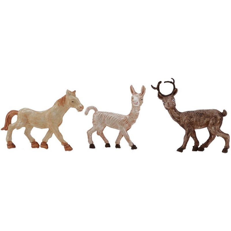 Conjunto de 3 animales caballo, llama, reno serie 6,5 cm