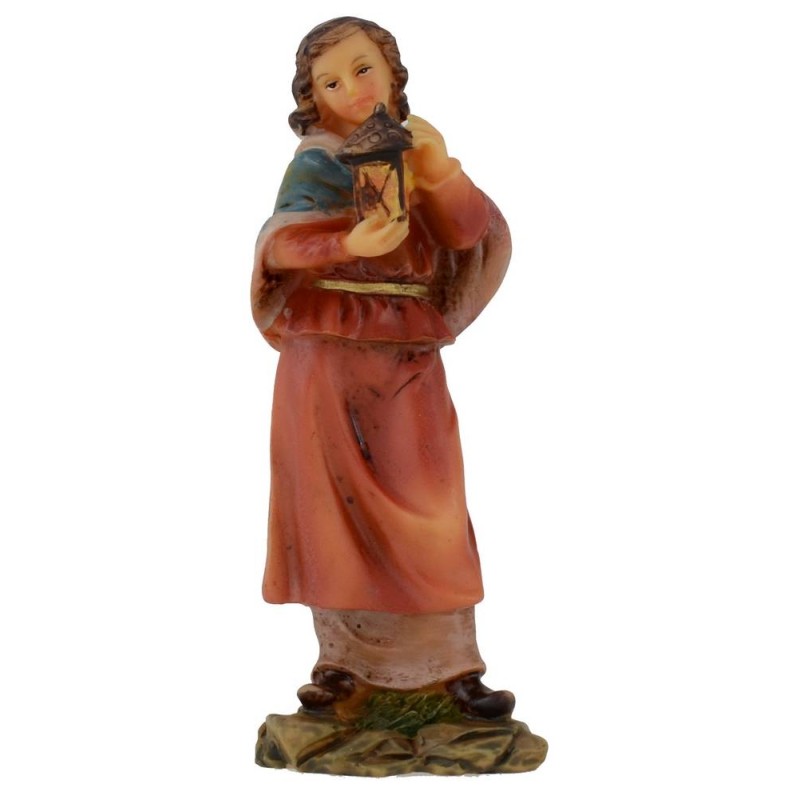 Woman with lantern in resin 12 cm