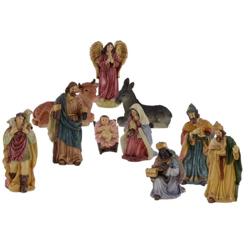 Set Natività 12 cm 10 soggetti per presepe  | Mondo Presepi