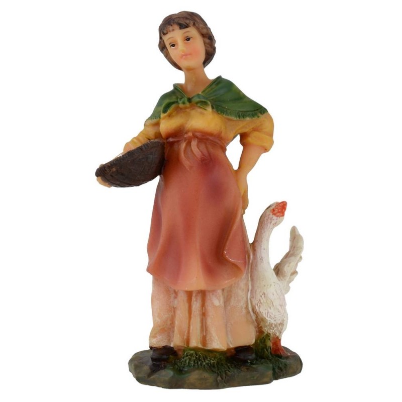 Pregnant woman with goose in resin 12 cm