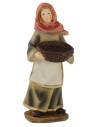 Woman with hamper in hand in resin 15 cm