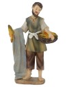 Fisherman with fish basket resin 15 cm
