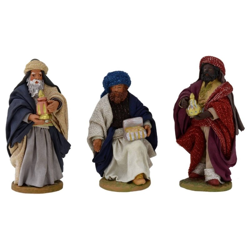 Conjunto de 3 Reyes Magos de 12 cm con ropa de tela Mundo