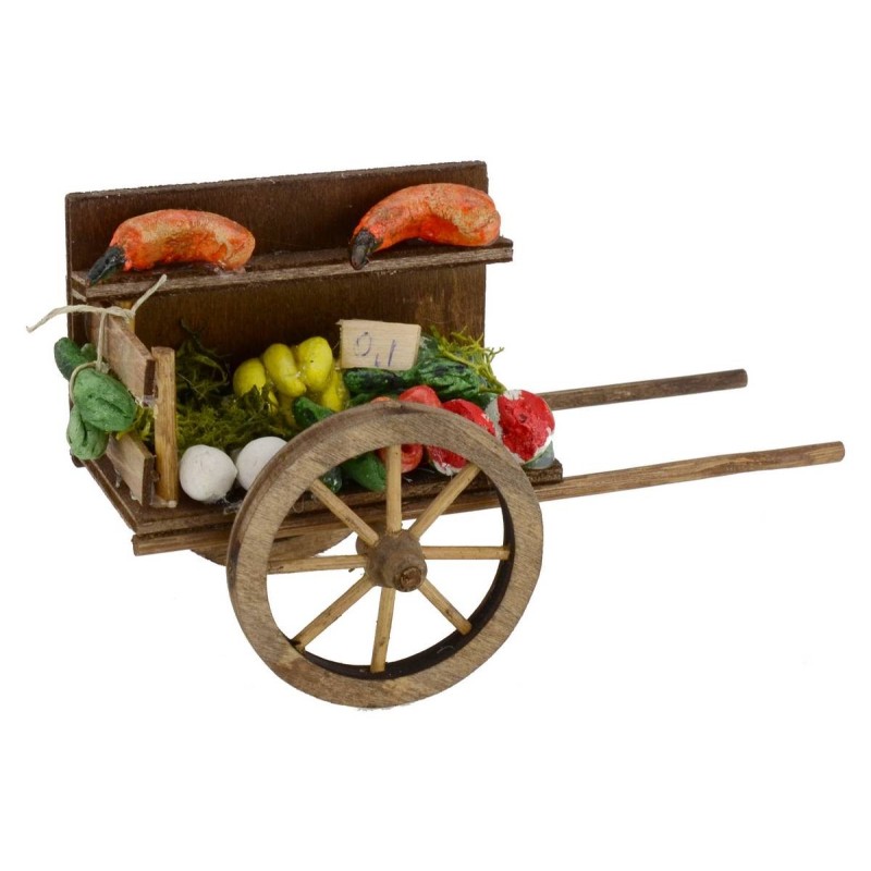 Carrito con fruta y verdura para pesebre cm 7x14x8,3 h Mundo