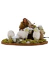 Sitting pastor toasting sheep in series movement 15 cm