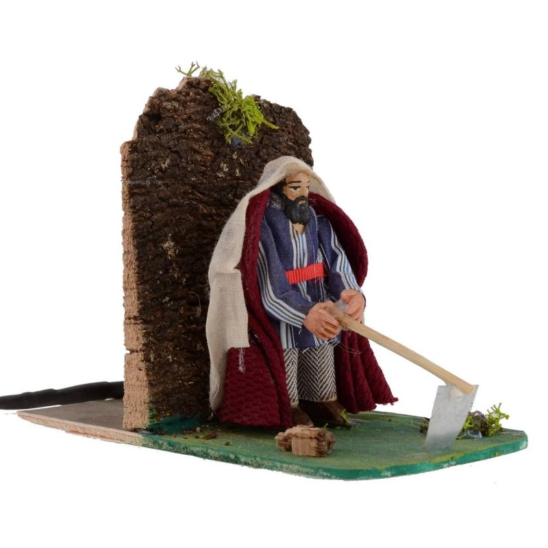 Palestinian farmer with hoe in movement 8 cm for Nativity scene