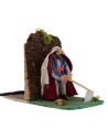 Palestinian farmer with hoe in movement 8 cm for Nativity scene