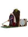 Palestinian farmer with hoe in movement 8 cm for Nativity scene