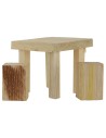 Table with wooden stools for statues from 12 to 15 cm