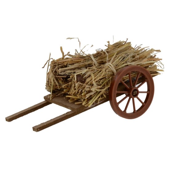 Wagon with straw beams cm 13x7x6, 5 h