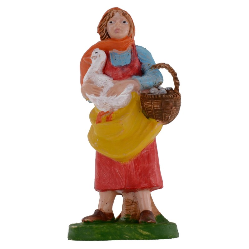 Peasant with goose and cesta of 10 cm series eggs in pvc