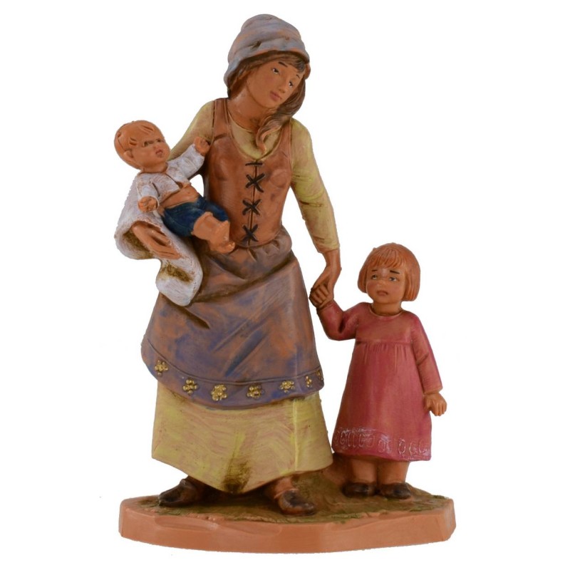 Mamma con neonato e bambina 12 cm Fontanini Mondo Presepi