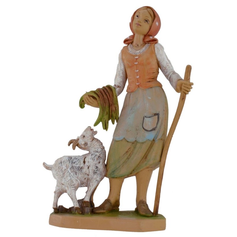 Campesina con cabrita lux 16 cm en pvc Mundo