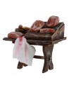 Banco in legno con carne e salumi cm 8,5x5x8,5 per statue da