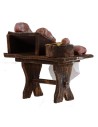 Banco in legno con carne e salumi cm 8,5x5x8,5 per statue da