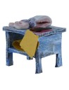 Banco in legno con pesce cm 5,5x4,5x6 h per statue da 10 cm