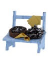 Wooden bench with mussels cm 7,5x5x7, 5 h for statues from 10 cm