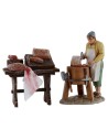 Banco in legno con carne e salumi cm 7x4x7,5 per statue da