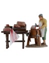 Banco in legno con carne e salumi cm 7x4x7,5 per statue da