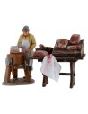 Banco in legno con carne e salumi cm 8,5x5x8,5 per statue da