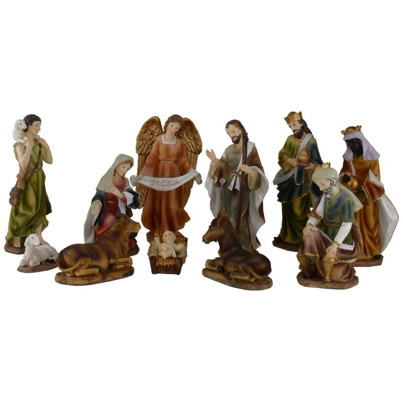 Natividad en conjunto de 11 figuras de 20 cm en resina